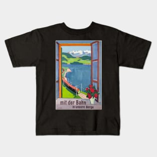 Mit der Bahn in unsere Berge, Travel Poster Kids T-Shirt